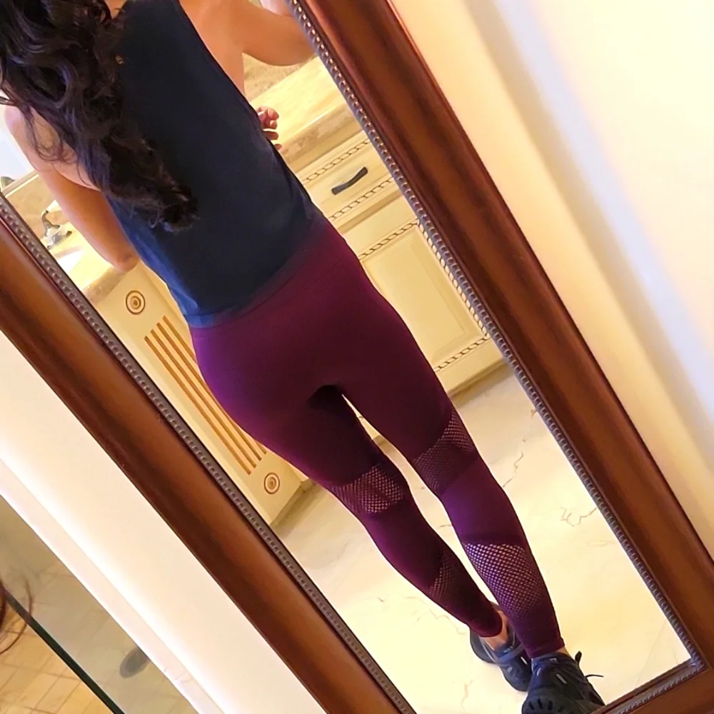 Fabletics Purple Lasercut Sport Tights, S - Picture 7 of 16